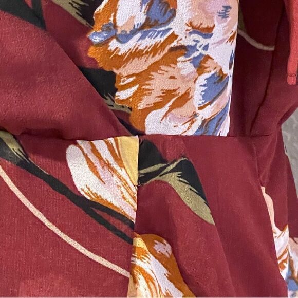 A New Day High Low Flowy Ruffle Dress Burgundy Red Size Large - Picture 3 of 11